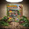 Dinosaur Adventure Playset Box featuring dinosaur figures and terrain accessories for immersive play.