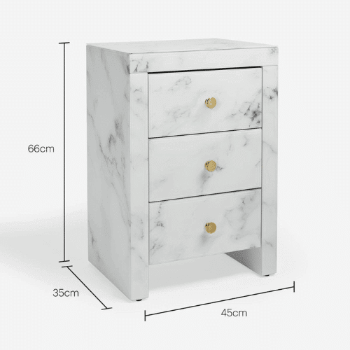 Perfect Dealz Marble 3 Drawer Pedestal