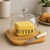 Perfect Dealz Wooden Butter Dish with Round Glass Lid and Knife