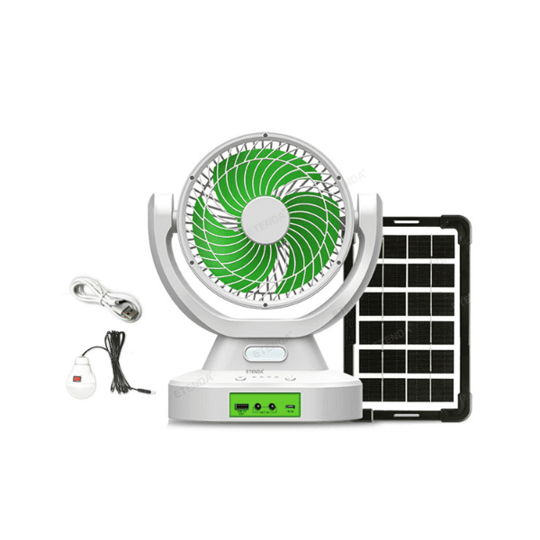 Perfect Dealz 7 Inches Portable Chargeable Fan with Led Light and Solar Panel