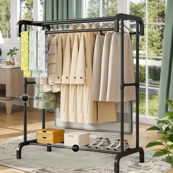 Double Pole Clothing Rack with Top Shelf image 0