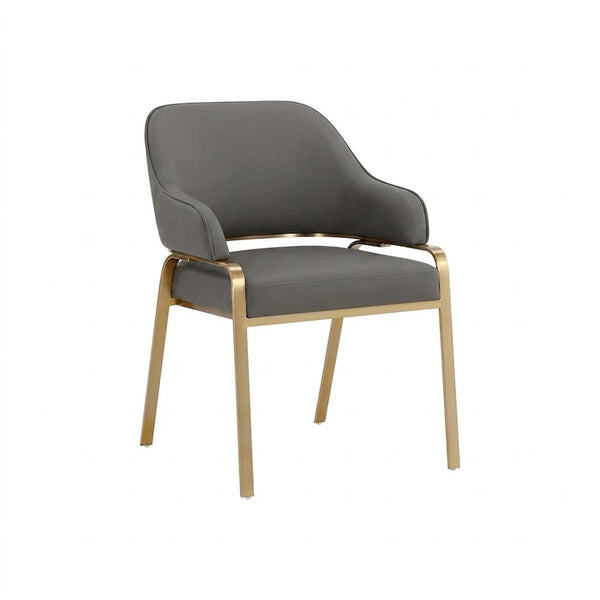 Sunpan Malachi Dining Armchair - modern design with padded seat and curved armrests, perfect for dining and office spaces.