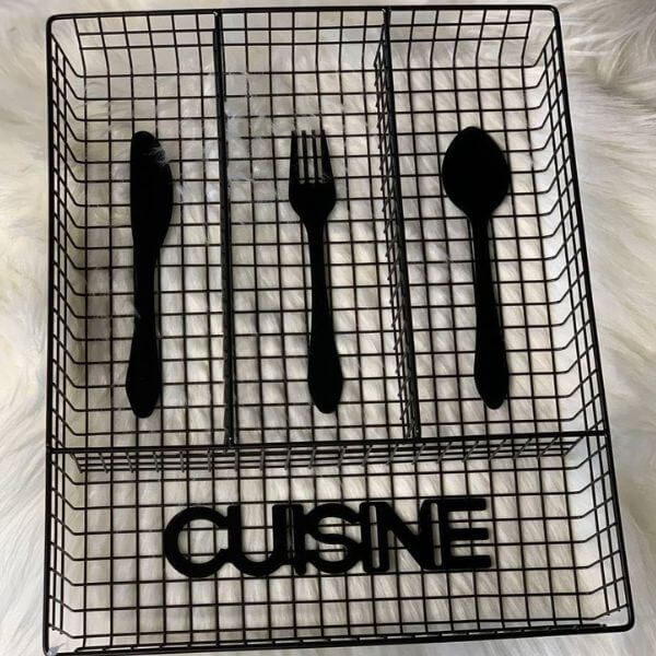 Perfect Dealz Black Metal Cutlery Organizer Tray