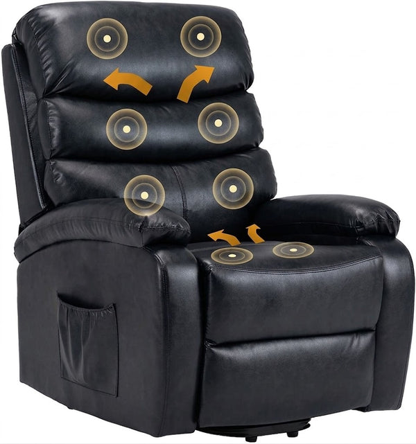 Leather Electric Power Lift Recliner Chair with powered movement and cushioned seating for comfort and support.