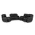 6 Seater Triple Action Recliner Lounge Suite with black leather-look fabric for comfortable family living.