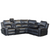 Ortho Power Recliner featuring a sleek black leather design with ample seating and built-in cup holders.