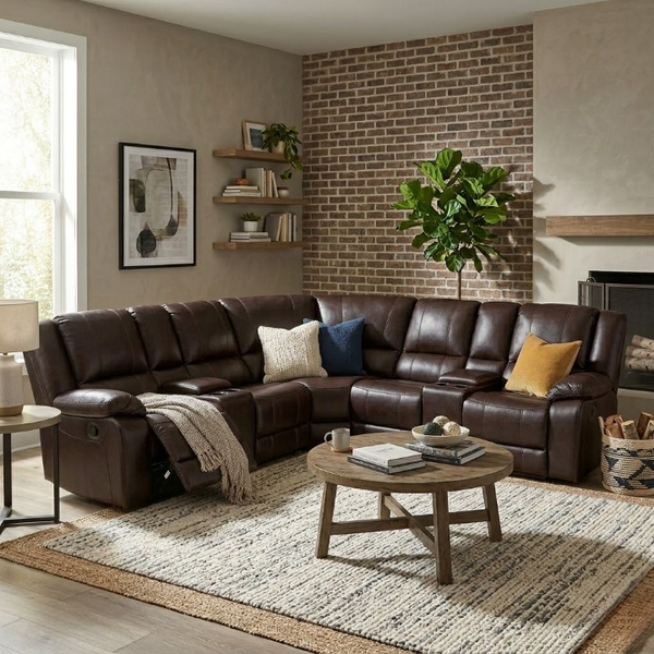 Modern Upholstered 3 Seater Couch in a stylish living room setting with decorative accents.
