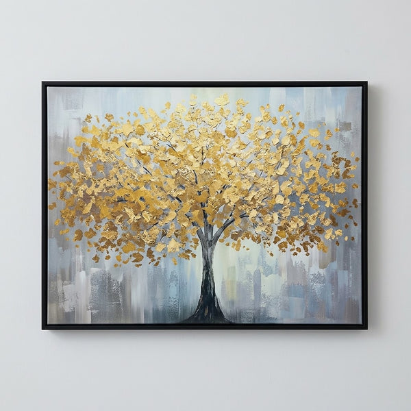 Framed Golden Tree of Life Abstract Canvas Wall Art