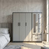 6-Door Wardrobe with Mirrored Doors and Storage Drawers