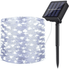 Solar LED Fairy String Lights - 20m on a spool with solar panel for outdoor lighting decor.