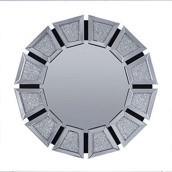 Perfect Dealz Elegant Crystal Bevel Round Wall Mirror – 35″