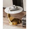 Side Accent Table featuring a sleek gold base and marble top, perfect for modern minimalist interiors.