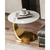 Side Accent Table featuring a sleek gold base and marble top, perfect for modern minimalist interiors.