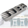 Compact Drawer Cutlery Spoons Knives Holder and Organizer with stainless steel utensils in modern kitchen.