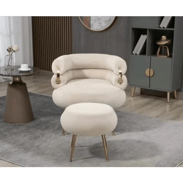 Perfect Dealz Velvet Ease Lounge Chair & Ottoman Set