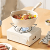 Compact Outdoor Gas Camping Stove cooking delicious meals with fresh vegetables and meat in a portable setup.