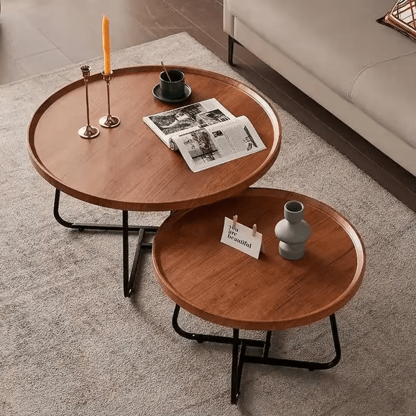 2 Piece Living Room Round Coffee Table image 0