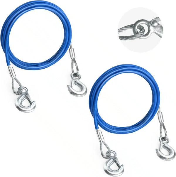 7 Ton Heavy Duty 4m x 12mm Steel Tow Rope with Insulated Hooks image 1