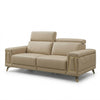 Contemporary Modular Lounge Sofa Set in light beige leather with adjustable headrests and gold accents.