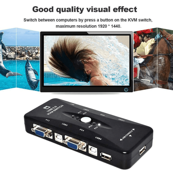 4-Port USB 2.0 KVM Switch Converter image 1