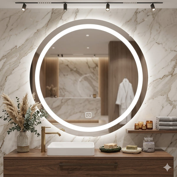 Round Anti-Fog Dimmable LED Bathroom Mirror