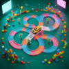 Image of the 134-Piece DIY Flexible Track Toy Set featuring colorful tracks and a toy car on a vibrant layout.