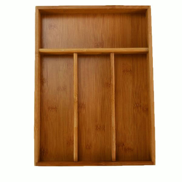 Perfect Dealz 4 Compartment Bamboo Drawer Organizer