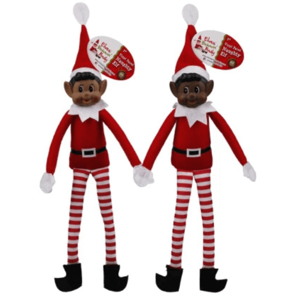Mischievous Christmas Elf 30 cm – Festive Holiday Decoration featuring two playful elf figures with festive attire.