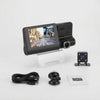 3-in-1 WDR Full HD 1080P Car DVR Dash Camera with accessories on display.