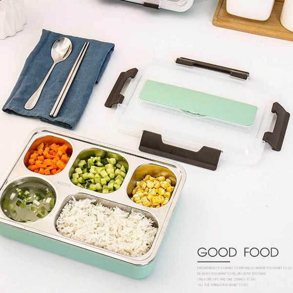 Perfect Dealz 4 Compartment Large Capacity Sealed Square Lunch Box
