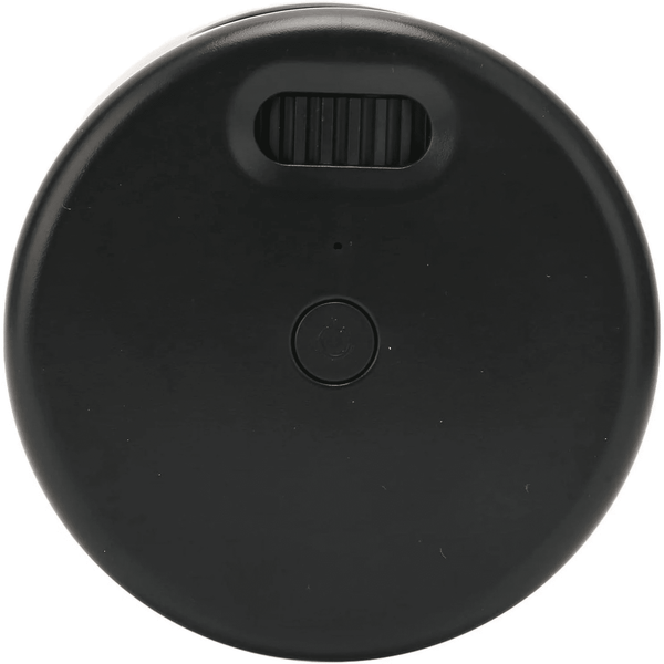 Mini Home & Outdoor Movie Projector remote control back view, featuring a circular design and interface.