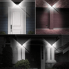 Image showcasing 114 Solar Motion Sensor LED Wall Light illuminating entryways and walls for enhanced outdoor security.