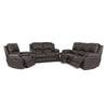 6 Seater Triple Action Recliner Lounge Suite in dark brown leather-look fabric, featuring reclining seats for comfort.