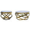 Modern Nest Coffee Table Set featuring faux marble tops and stylish gold bases.