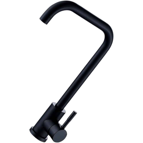Deck Mounted Kitchen Mixer with 360-degree swivel spout for modern kitchens in sleek black finish