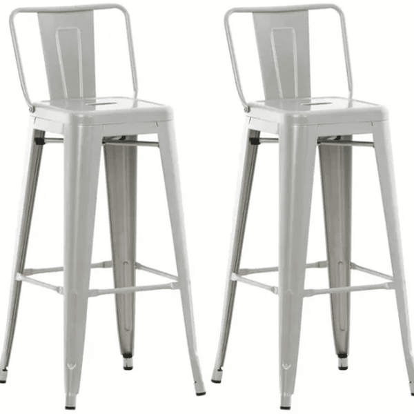 Metro Metal Bar Stool - Stylish gray metal bar stools perfect for modern kitchens and dining areas.
