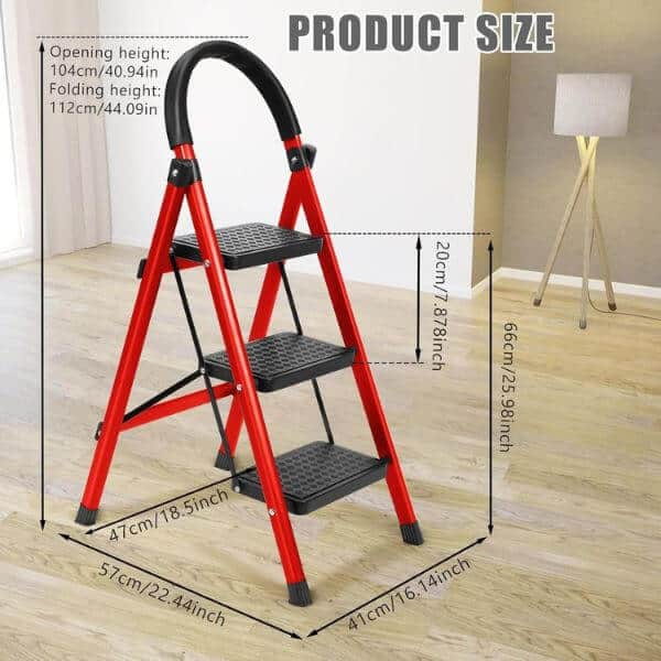 3 Step Folding Step Ladder with Wide Non Slip Pedals image 2