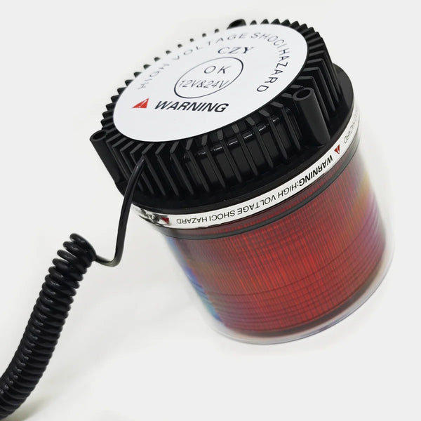 LED Strobe Warning Light designed for high visibility with red and blue LEDs in a compact unit.