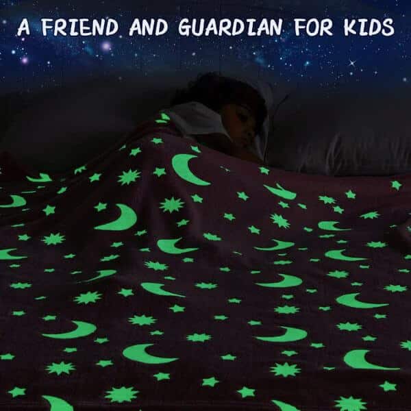 Perfect Dealz Glow in The Dark Soft Star Moon Pink Blanket