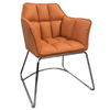 Luxury Curved Lounge Chair in orange upholstery with plush cushioning on a modern chrome base.