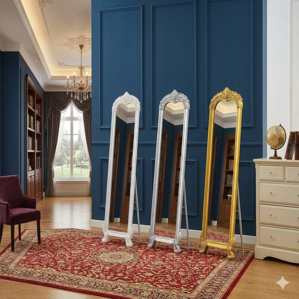 Rectangular Carved Frame Full Length Floor Mirror