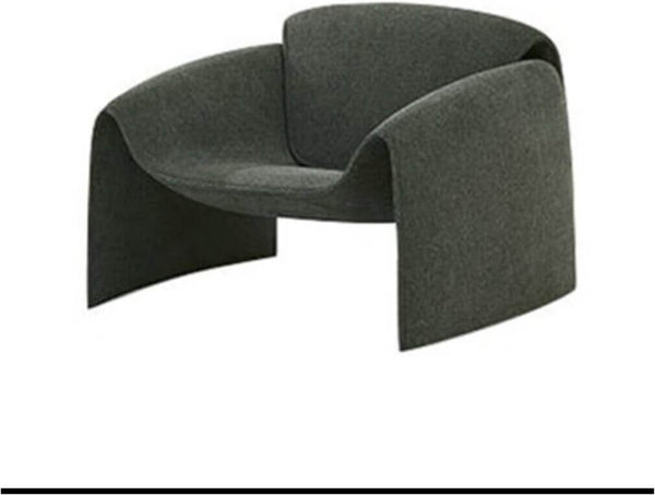 Modern Accent Single Sofa Chair with a sculptural shape in dark fabric, perfect for small living spaces.