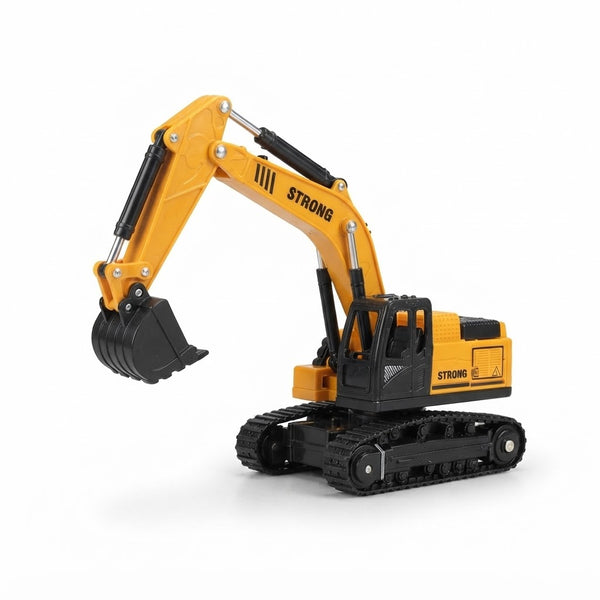 Engineering Excavator Toy with Movable Arm - yellow toy excavator with movable arm and tracks.
