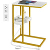 C Shaped Side Table with Charging Station