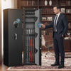 Large Digital Safe with Fingerprint Access for secure firearm storage and restricted access in elegant office setting.