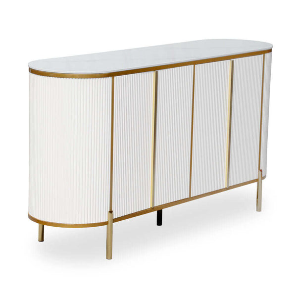 Modern Luxury Sideboard Table with marble-effect top and gold accents for stylish storage.