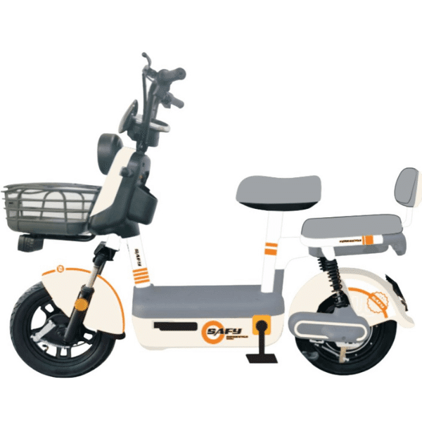 48V Adventure Electric Bike with stylish design and basket, ideal for urban commuting and weekend adventures.