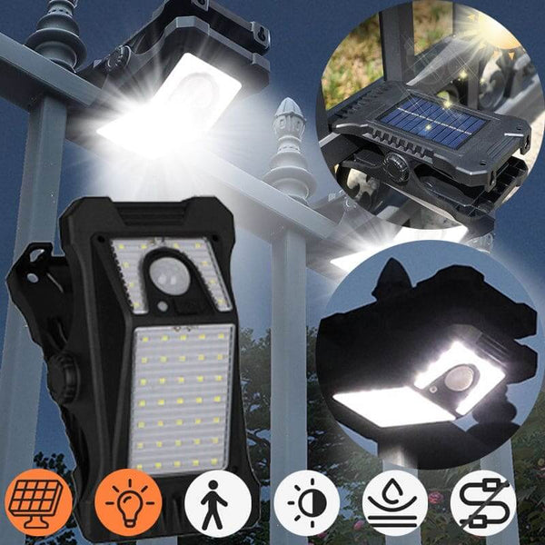 Solar Glow Clip Light providing bright solar-powered illumination for outdoor spaces like gardens and patios.