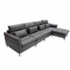 Modern L-Shaped Lounge Couch with Slim Metal Legs in sleek air leather upholstery.