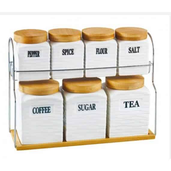 Perfect Dealz Set of 7 Canisters with Bamboo Base